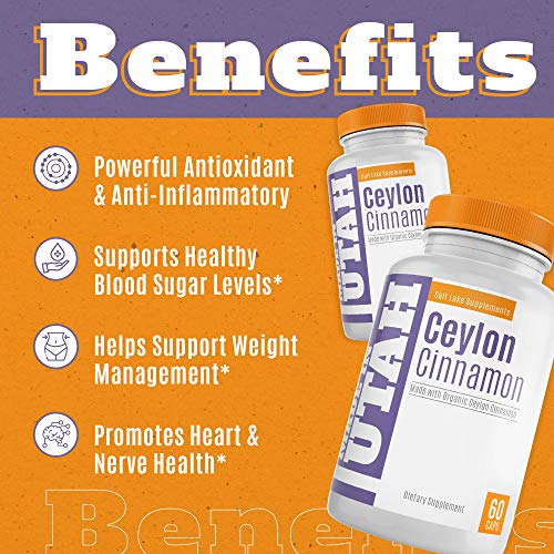 Organic Ceylon Cinnamon for Joint Health and Optimal Blood Sugar Levels - Rich in Antioxidants to Boost Overall Health & Well-Being - 60 Capsules