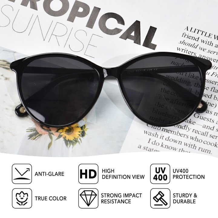 OPTOFENDY Sunglasses Womens Trendy Square Cat Eye Sun Glasses UV400 Protection, Shopping Cycling Driving2