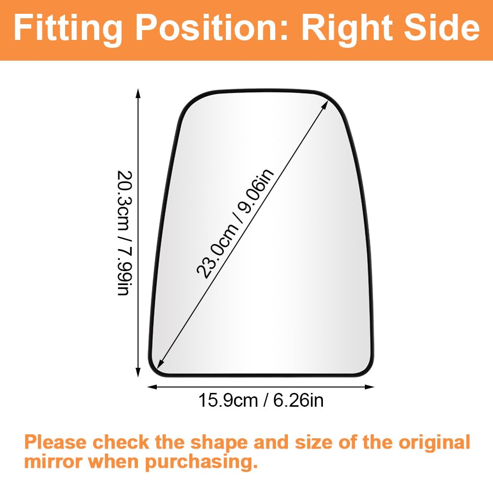 SENZEAL Cristal de Retrovisor Calefactable Lado del Pasajero para Iveco Daily 2014-2024 (Superior Derecha) — view 2