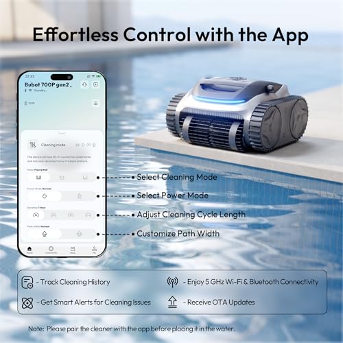 Image of (2026 New) BUBLUE C10P Gen2 Cordless Pool Vacuum Up to 420 Min Runtime for Inground & Above Ground Pool, Triple Motor Pool Cleaner Robot with App & Smart Navigation, Floor Wall Waterline Clean, Silver