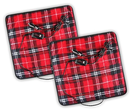 ZONETECH Red Plaid Warming Pad, Warms on Cold Weather, Perfect Sizing for Pets (2- Pack Red Plaid)