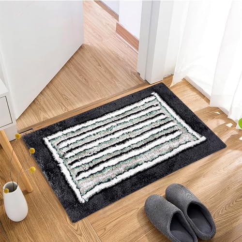 Image of Kuber Industries Door Dust Trapper Mat | Anti-Skid Door Entrance Mat | Floor Mat for Home Entrance | Micro Border | Entryway Door Mat | Pack of 2 | Gray