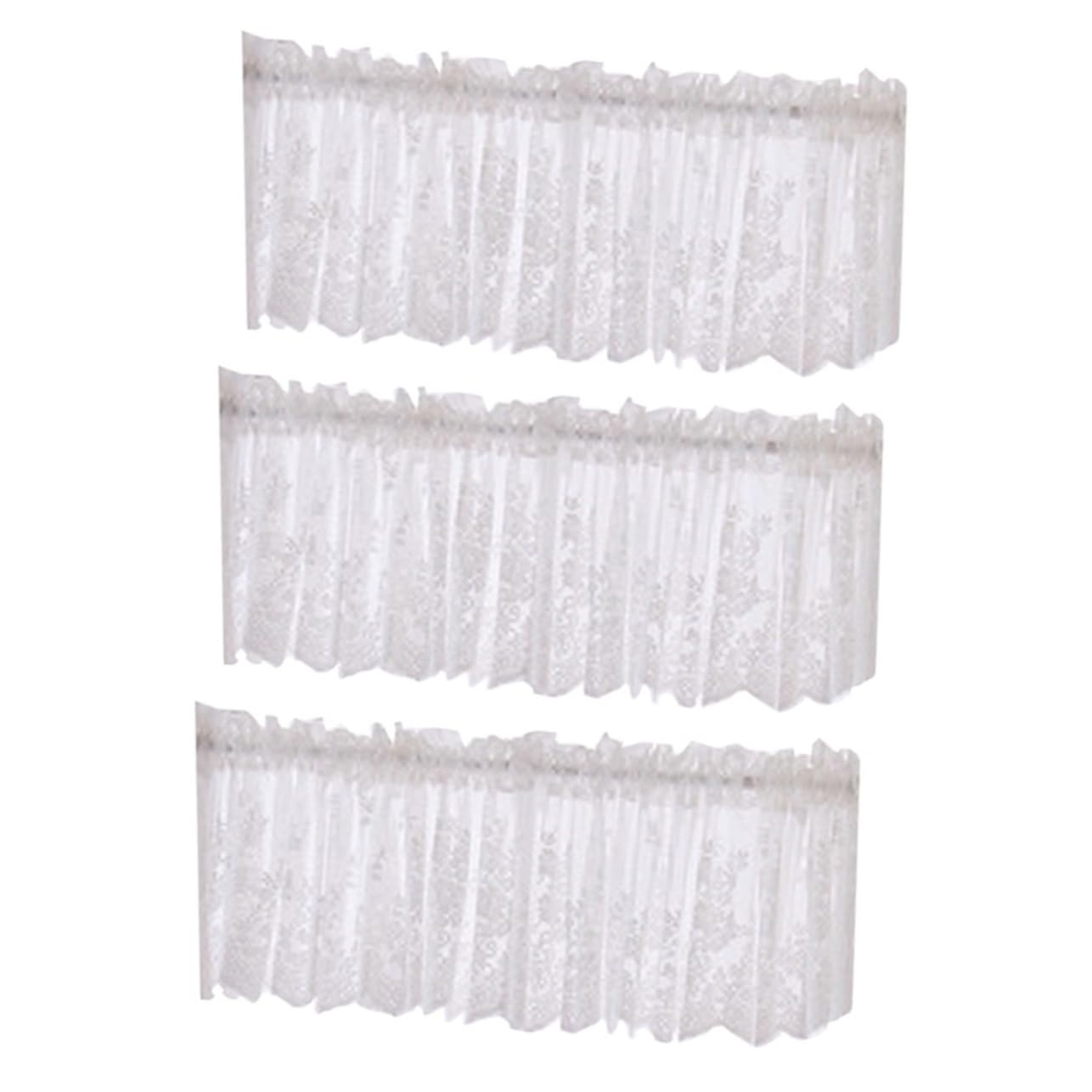Cortinas de encaje transparentes para cocina: pack de 3 cortinas cortas