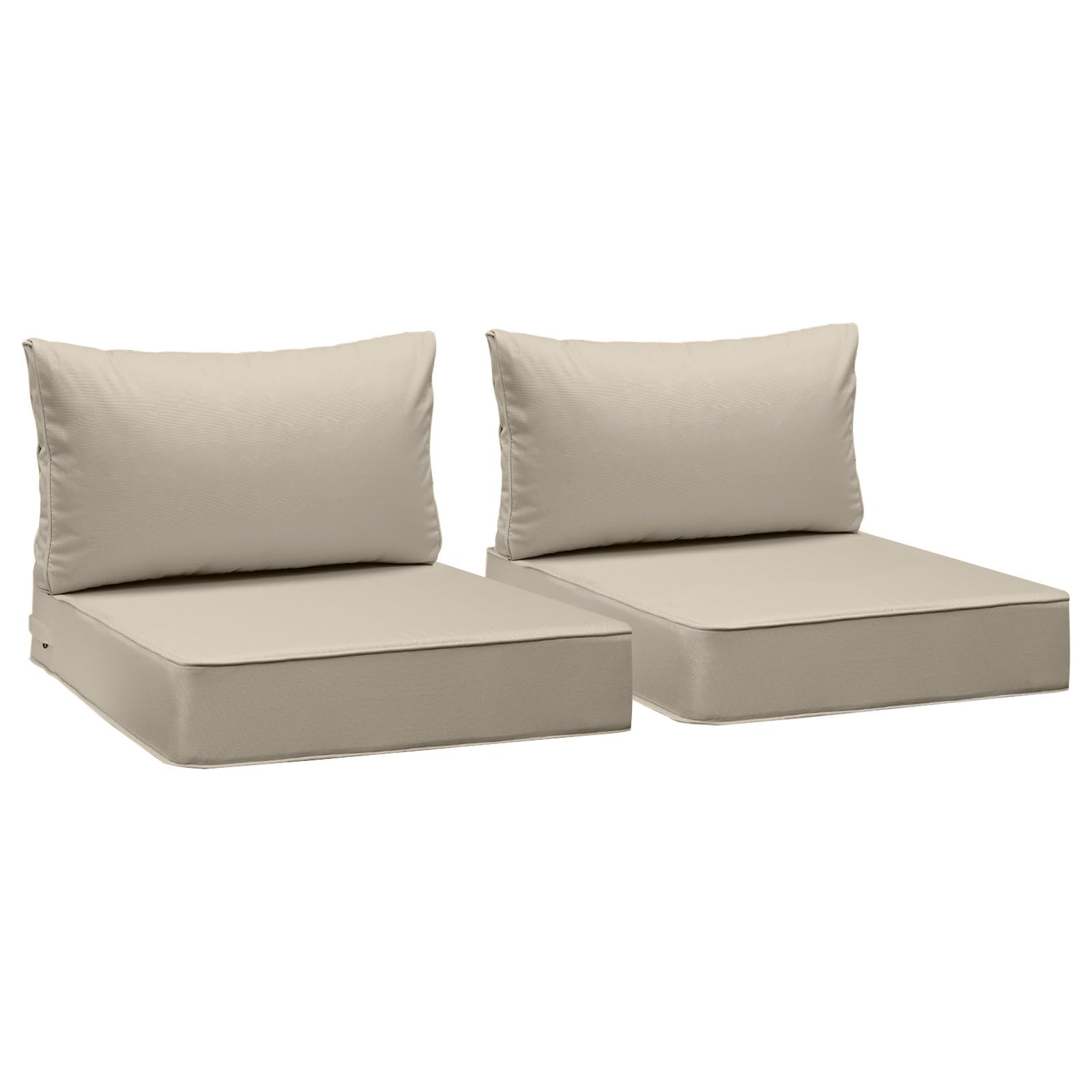 Photo 1 of AAAAAcessories Outdoor Seat Cushions for Chairs, Fade-Resistant, Waterproof Patio Furniture Replacement Cushions, 25.5" x 25.5" x 5" + 25.5" x 13.5", Set of 2, Beige