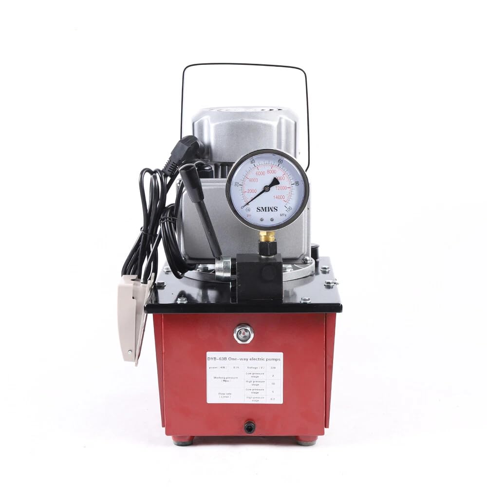 Bomba hidráulica eléctrica de 220 V, 750 W, 1400 rpm, bomba hidráulica con interruptor de pie, unidad hidráulica con válvula manual, gato hidráulico para coche, camión, remolque, autobús, furgoneta