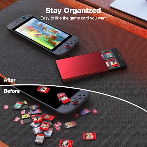 Image of HEIYING Switch Game Card Case for Nintendo Switch 2 2025 / OLED / Lite Games Cards, Metal Game Storage Holder with 20 Games Card Slots and 20 Micro SD Cards Slots