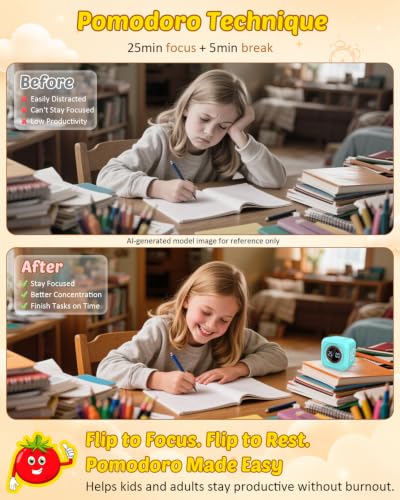 Pomodoro Timer Cube with Silicone Case 5/10/25/50 min, Vibrate&Sound Alarm - Image 5