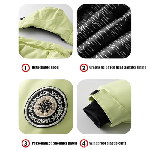 Traje de esquí para niños de 6 a 7 años conjunto térmico verde claro 2