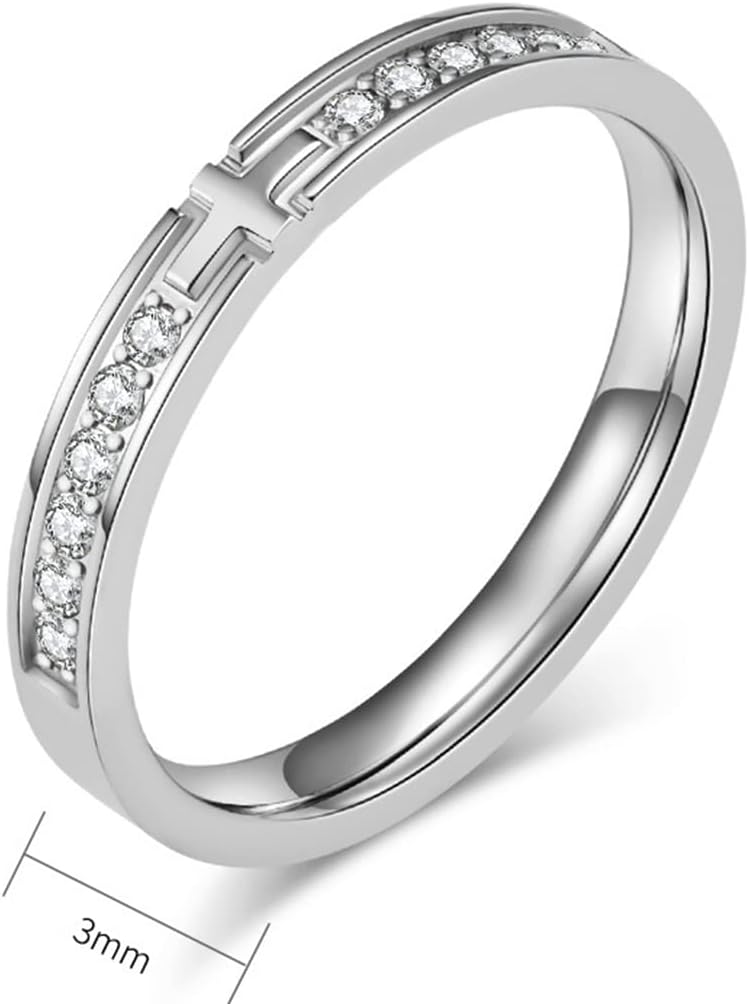 Jude Jewelers 3mm Stainless Steel Christian Cross Eternity Style Stacking Wedding Band Ring - Image 4