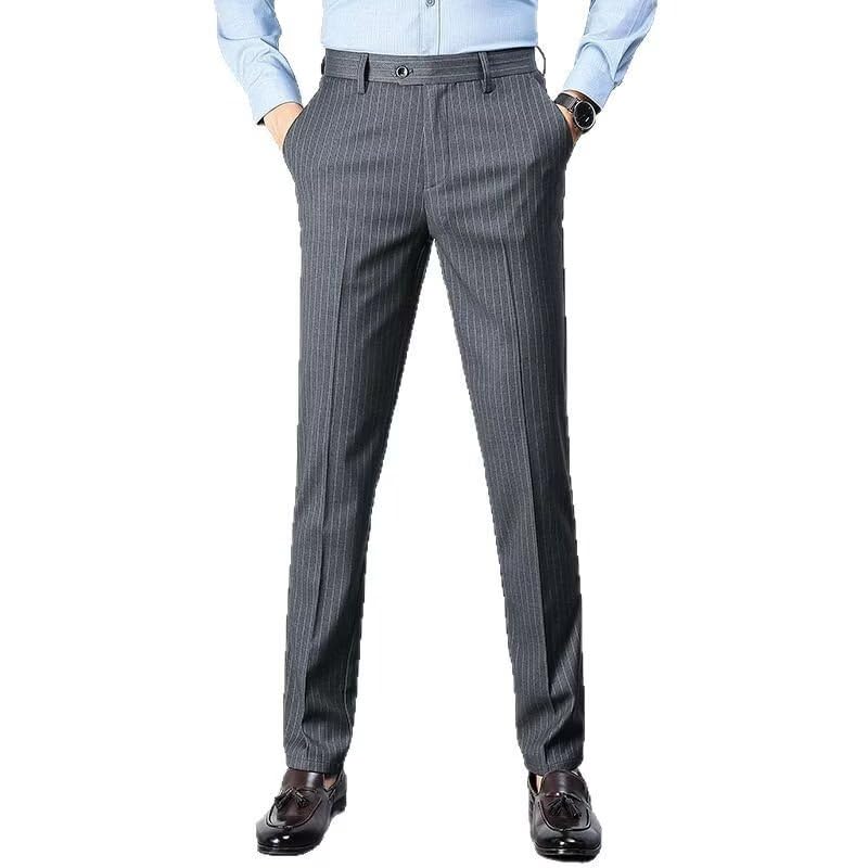 Men's Pinstripe Dress Pants Casual Striped Trousers Slim Fit Lightweight Classic Business Suit Pants Separate