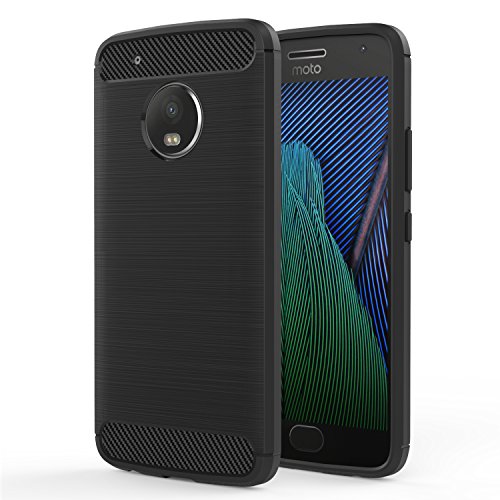 Moto G5 Plus Case - MoKo Ultra Slim Lightweight Carbon Fiber Design Flexible