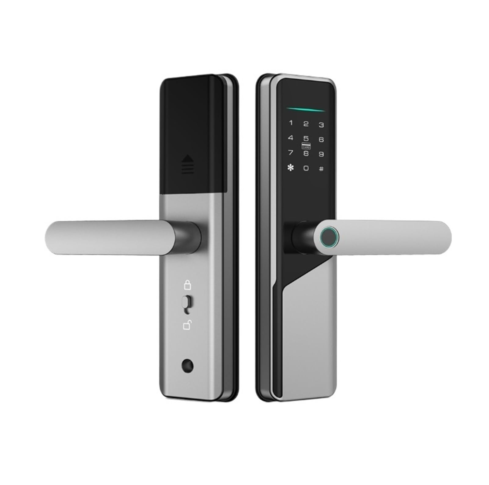 Smark Lock Touch Smart Lock with Handle Fingerprint Biometric Electronic Door Lock for Front Doors Easy to Install(Silver)