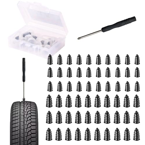Image of Tire Repair Kit, Rubber Tire Plugs, Vacuum Tire Repair Screws, Puncture Repair Kit for Car, Motorcycle, Truck, ATV, Fast DIY Tire Plug Tool, Self-Service Tire Repair Nails for Flat Tires (60)