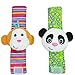 Minetom 2SET brillante bebé infantil Kids Lamaze suave muñeca calcetines del pie del juguete buscador Rattle Manos alza Correa de muñeca B Una Talla