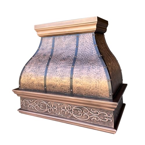 CT Copper Tailor Bell Curved Copper Range Hood Vent, 48'' W, 48''H