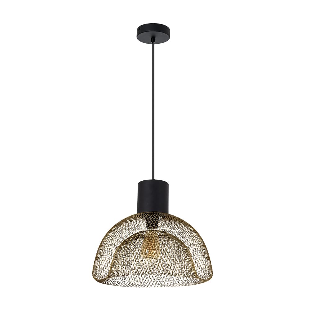 Arte Lamp Castello Lampada a Sospensione 1 Luce in Metallo Nero e Rame con Cavo Lampadario Camera da Letto per Camera da Letto con Design Accogliente per Tavolo Isola e Corridoio