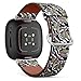 CJBROES Replacement Leather Watch Band, Compatible with Fitbit Versa 3 and Fitbit Sense of Wristband Bracelet Accessory - Cute Magic Rainbow