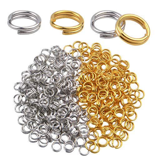 Split Rings 6mm, 600 Pieces Small Split Key Rings Double Loop Jump Rings Connector for DIY Jewelry Making - Silver and Gold