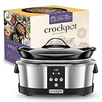 Crockpot Digital-Schongarer Slow Cooker | 5,7 l (5–6 Personen) | programmierbar mit digitalem 20-Stunden-Timer | Ofenfeste Schüssel | Edelstahl [SCCPBPP605]
