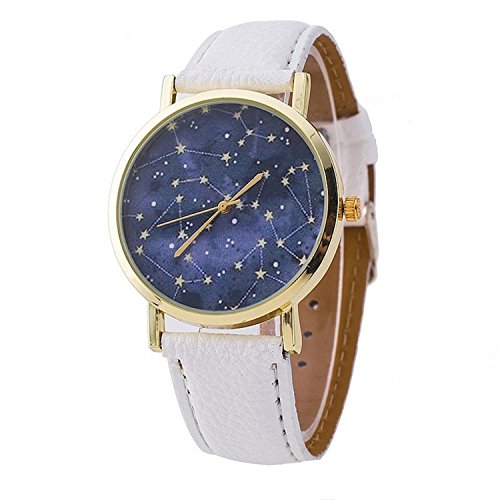 AQBD Unisex Star Constellations Leather Quartz Watch jZbNX   U[ NH[c r v Q10 (WT IW)