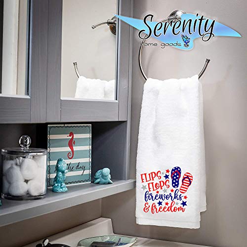 4Th Of July Summer Home Decor Decorative Kitchen And Bath Hand Towels | Flip Flops Fireworks Freedom | Red White And Blue Towel Home Holiday Usa Decorations #TOP2