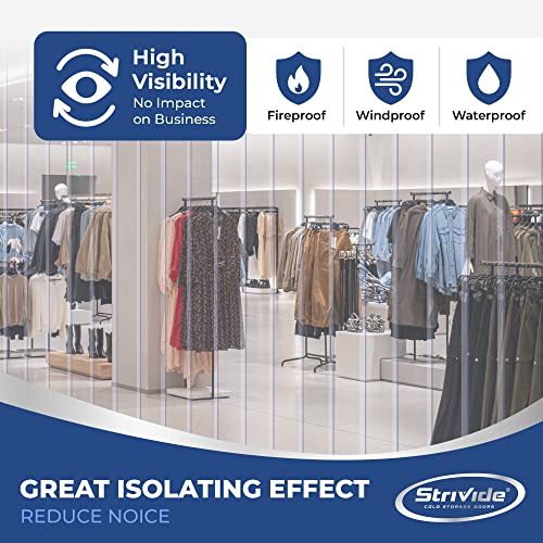 Image of Strip Door Curtain Kit - 36 inch (3 ft) Width x 84 inch (7 ft) Height - Low-Temp Clear 8 inch Wide x .08 inch Thick PVC Strips, 50% Overlap - NSF & USDA Approved - Freezer Strip Door Kit - Made in USA