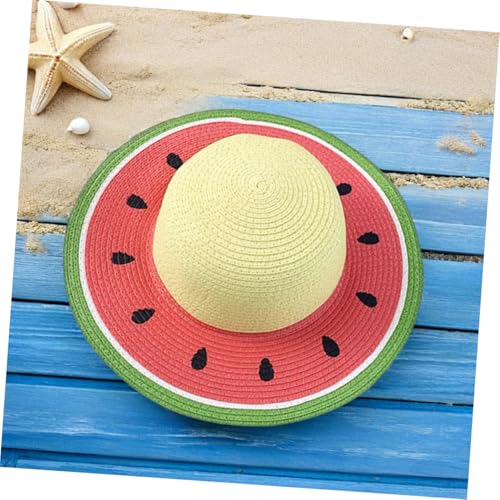 Summer Straw Wide Brim Sun Hat Boys and Girls Watermelon Pattern Sun Day Hats Boys and Girls Straw Bucket4