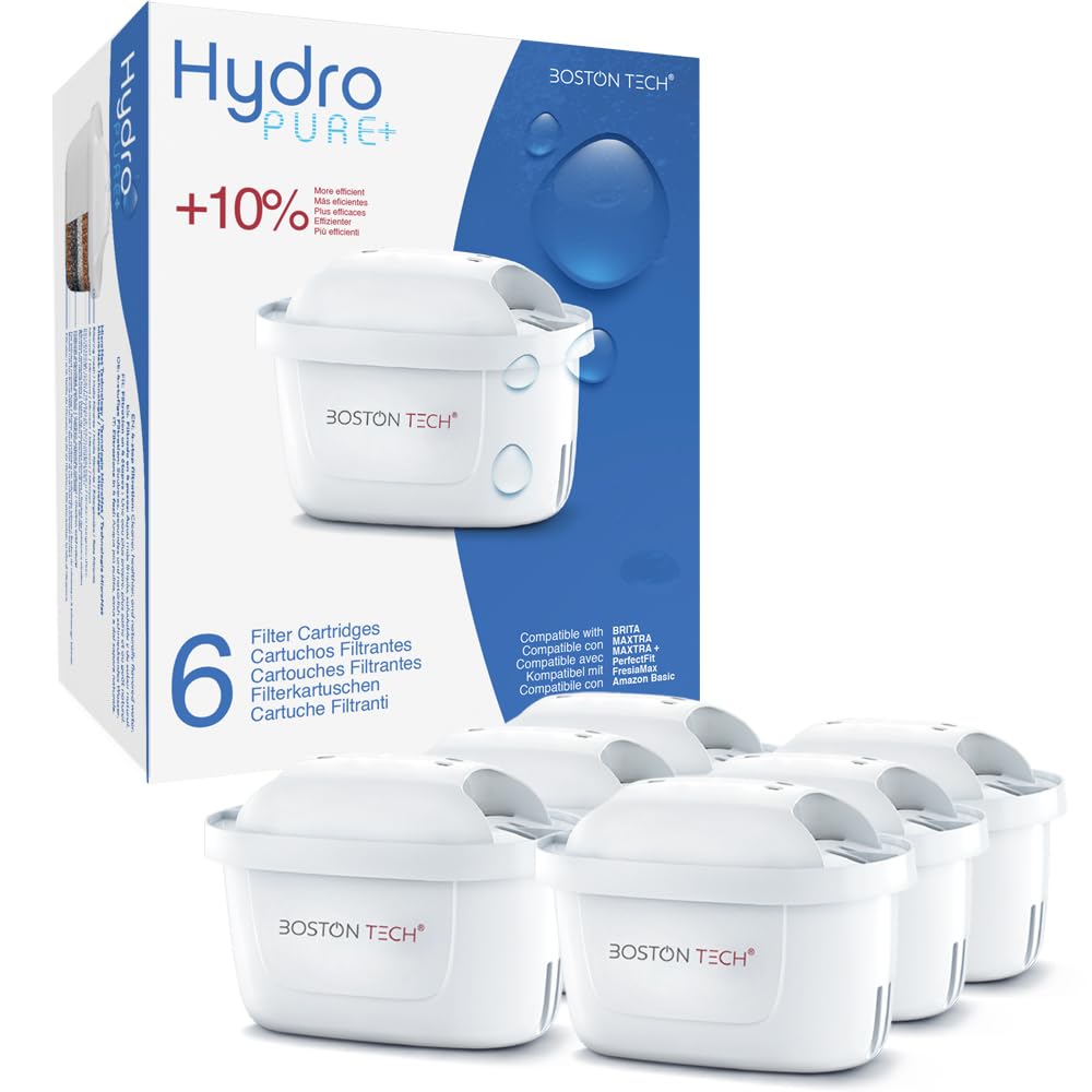6 Filtres à Eau HydroPure® | Compatibles avec carafes Brita Maxtra/Maxtra+, Marella, PerfectFit, Basics | Filtrent PFAS, PFOA, PFOS, chlore, calcaire, métaux lourds | Certifiés TÜV SÜD