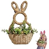 【Thoughtful Gift for Seasonal Celebrations】Looking for a heartfelt seasonal gift? This handwoven bunny door basket is perfect for anyone who loves spring and Easter décor. It's a charming way to share the joy of the season with family and friends.