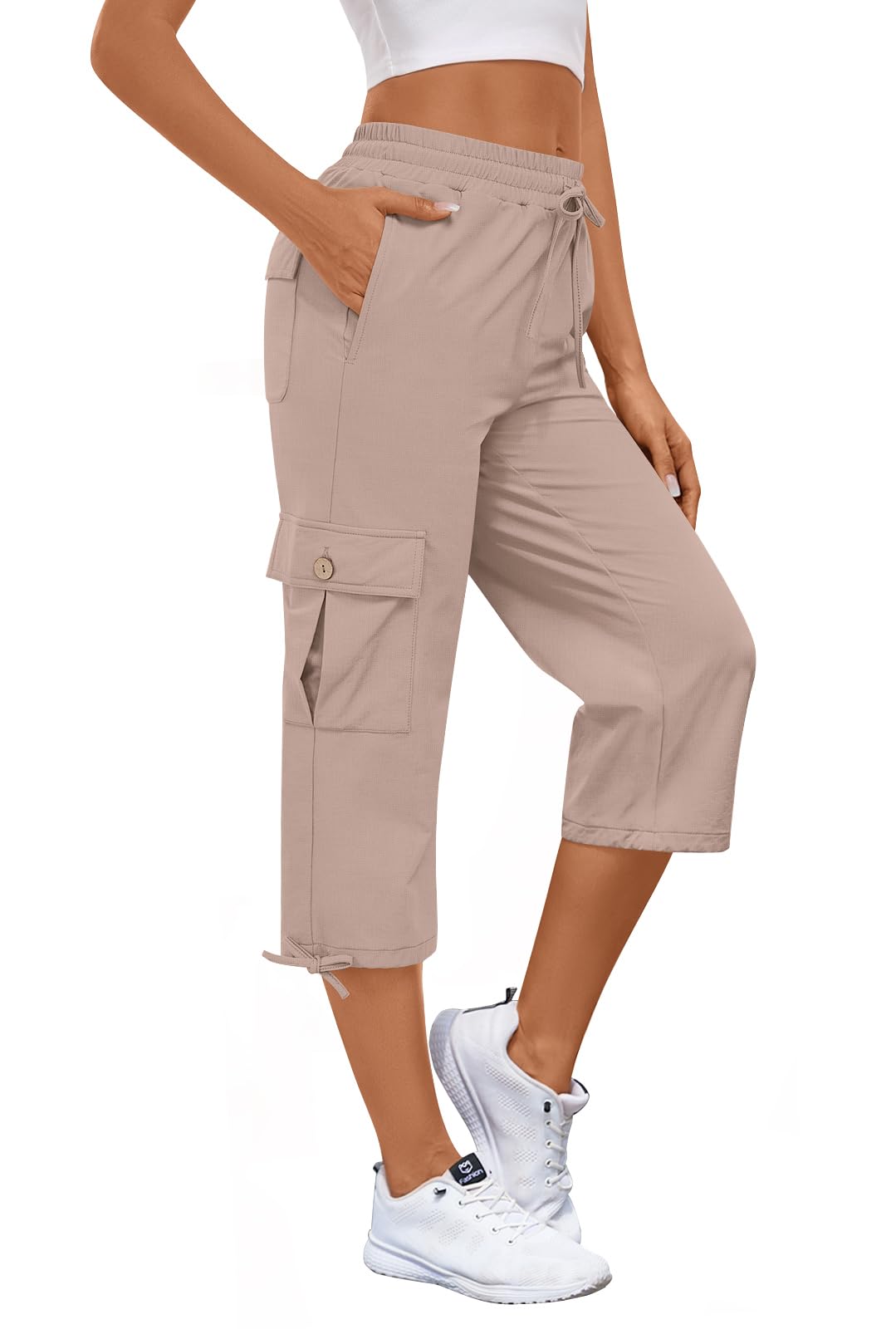 Bestbee Cargo Capris Hiking Pants for Women, Lightweight Quick Dry Outdoor Athletic Travel Casual Trousers with 6 Pockets