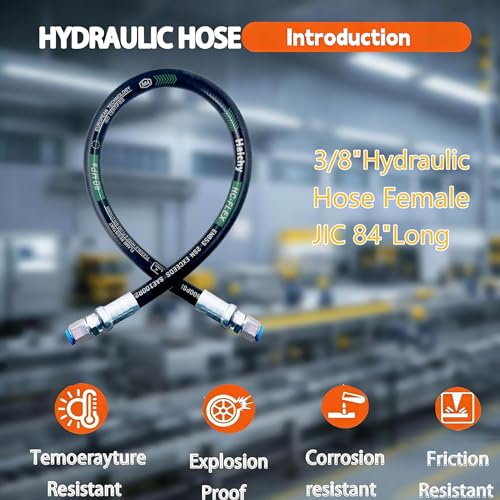 Image of Haichy 26711-06-06-84 Hydraulic Hose Swivel Assembly 3 /8 inch Hydraulic Hose with Female JIC X Female JIC, 84 inch Long, 4785 PSI