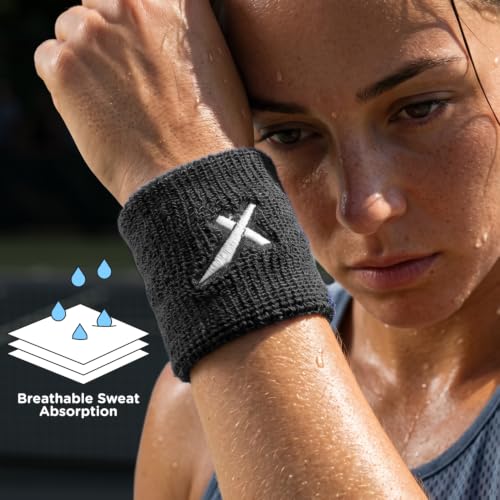 Image of Vector X 3 Inch Breathable Sports Wrist Band Absorbent Sweatbands Athletic Hand Wraps Wrist Support for Tennis Football Basketball Running Athletic Gym & Fitness Workout Accessories for Man Women