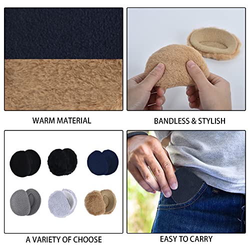 Zzxllro 6 Pairs Bandless Ear-Warmer, Soft Fleece Ear Muff, Thick Ear Covers For Women Men Cold Weather Outdoor Sport (M) #TOP2