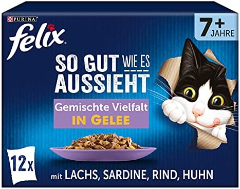 FELIX So gut wie es aussieht Senior in Gelee, Sorten-Mix, 72er Pack (6 x 12 x 85g)