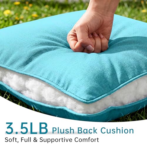 Image of Luxury 6 inch Thick Outdoor Cushion Set 12 - 24x24 Patio Furniture Cushions with 28D High-Density Foam, Water-Resistant & Fade-Resistant Fabric, Removable Covers for Patio Furniture Sofa Couch -Turquoise