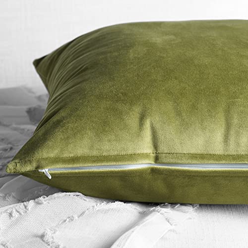 Image of HPD Half Price Drapes Cushion Cover 18 x 18 Heritage Plush Velvet - VPYC-161224-CC18PR - Pair, Retro Green