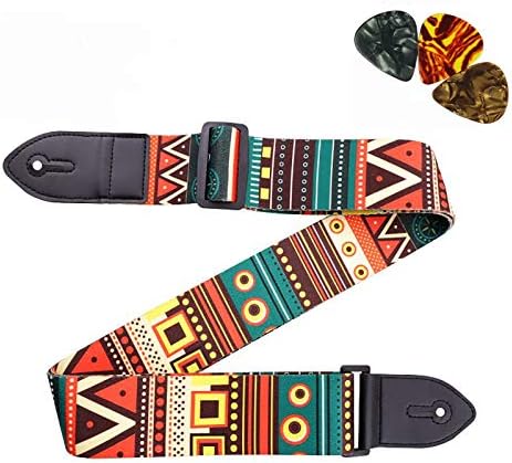 Guitar Strap, Acoustic Guitar Strap,LAVILI Electric Guitar Strap Includes 3 Pick.Adjustable Classical Guitar Strap leather&Polyester,Suitable For Bass, Electric & Acoustic Guitars Pack Of 1