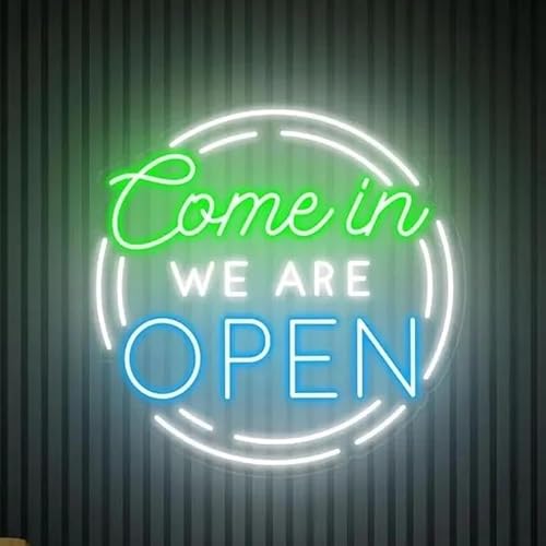 Sign Lamp Come in We are Open Neon Light Dimmable Business Shop Welcome Sign Bar Store Clubs, Cafes 38cm