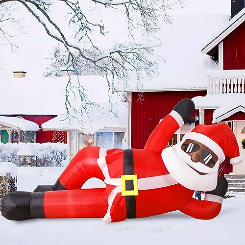 OurWarm 10FT Christmas Inflatables Outdoor Decorations Giant Inflatable Black Santa Outdoor Inflatables Christmas Blow Up Yard Decorations for Xmas Outside Lawn Yard Garden