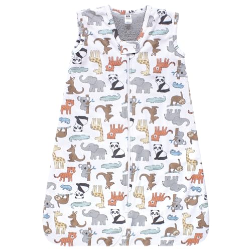 Hudson Baby Unisex Baby Plush Faux Fur Sleeping Bag, Wearable Blanket, Zoo Animals, 0-6 Months