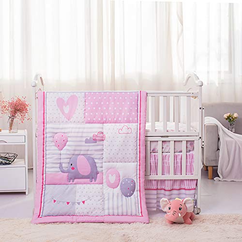 pink elephant crib bedding