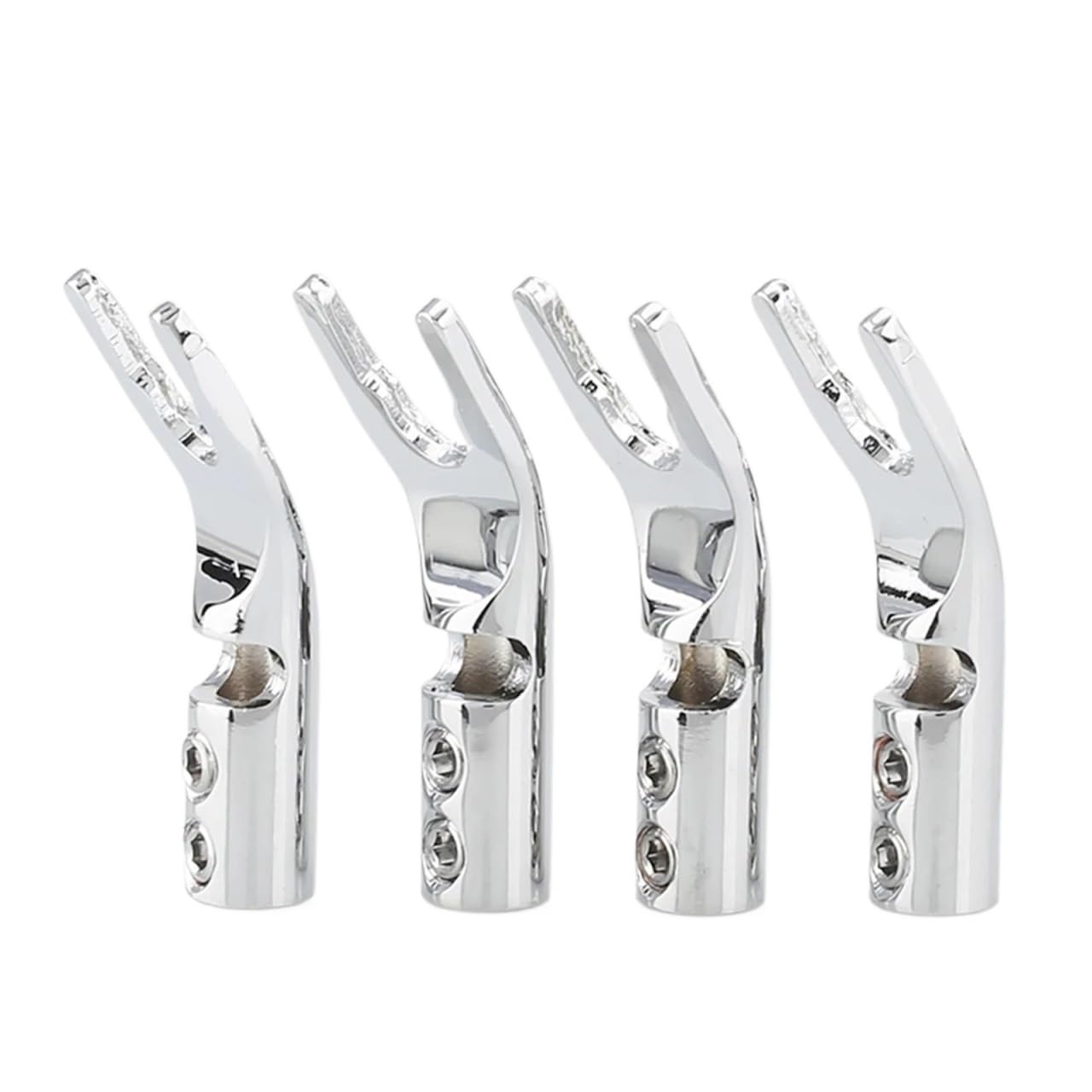8PCS Reines Rot Kupfer Spaten Stecker Schraube Locking Spaten Gabel Bananen Stecker(Rhodium)