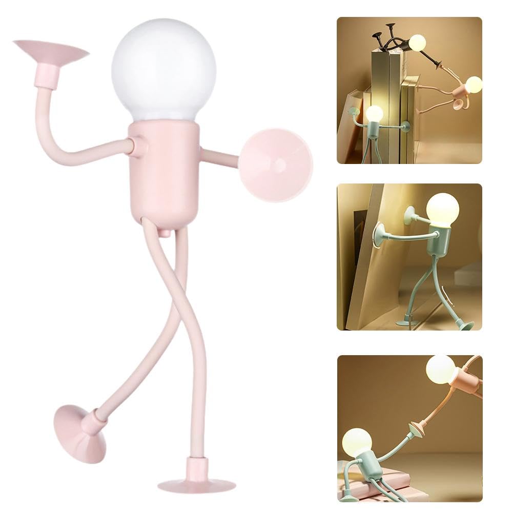 Changeable Shape Funny Sportsman Night Light DIY Shape Christmas Night Light Cute Light Bulb Man Mini Night Light with Suction Cup Desk Lamp Decompression Ornament Xmas Gift