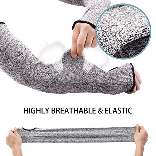 Unitron World Cut Resistant Sleeves With Thumb Hole 18" Arm Protection Bite Proof For Thin Skin Anti Abrasion Safety Arm Guard For Garden Kitchen 1 Pair #TOP2
