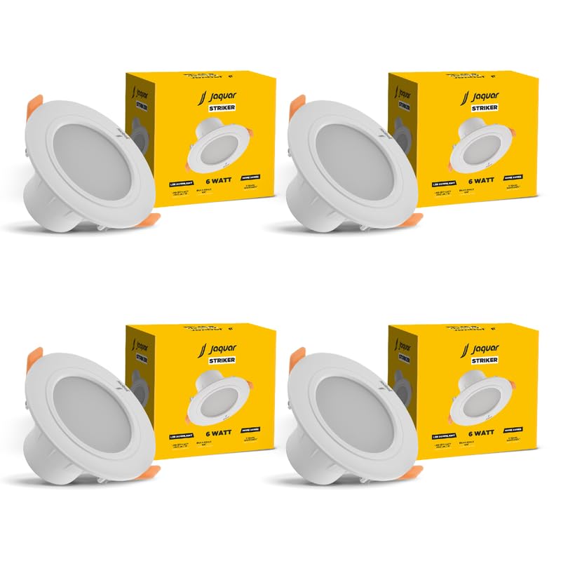 Jaquar 6W Striker Round Downlight with Aluminium Heat Sink | Junction Box LED Downlight | Mood Light for False Ceiling | 83 Cut Out | Cool White 108 x 62(DXH) MM(Pack 4)-image-42