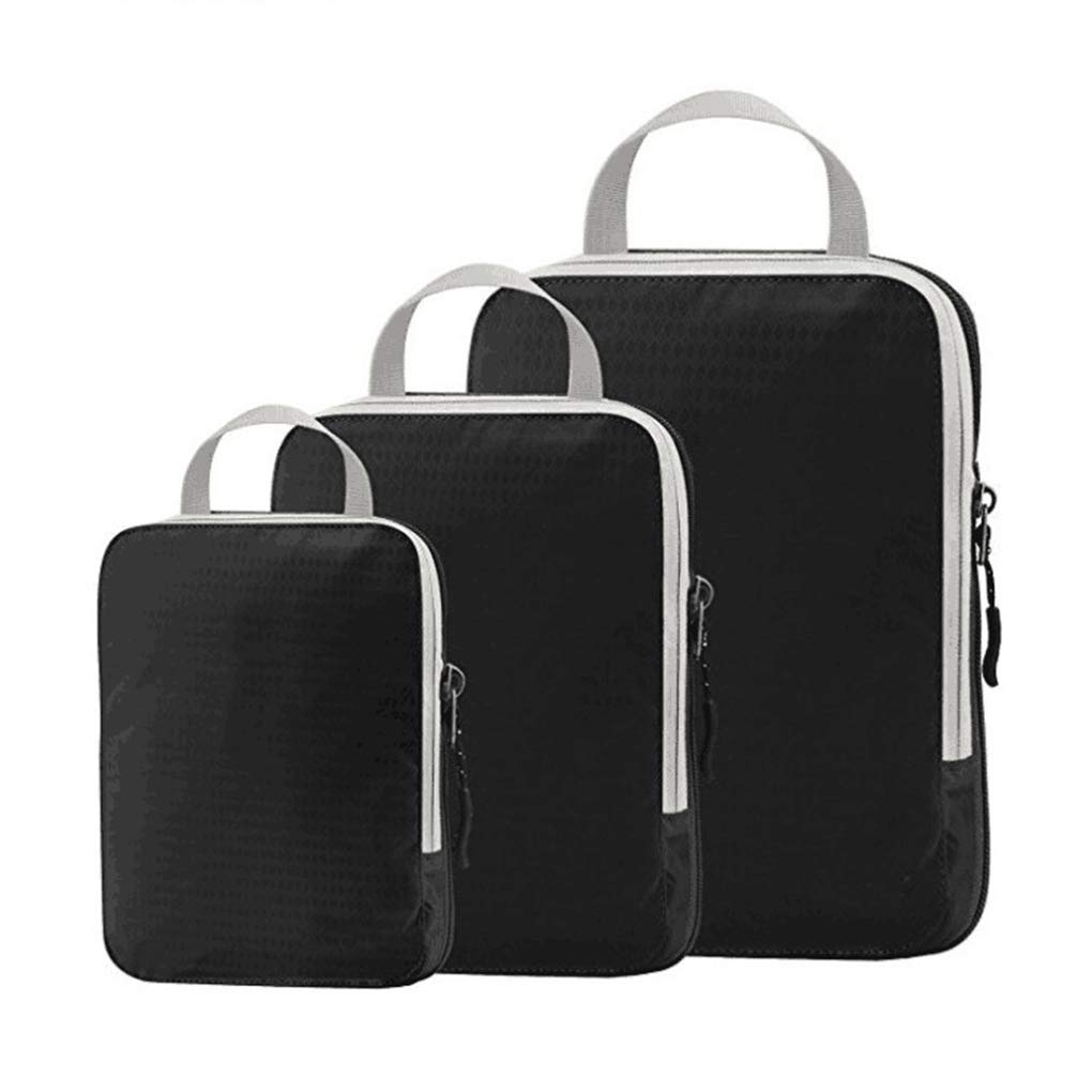 2 set di 3 borse impermeabili da viaggio per riporre i bagagli di grande capacità asciugamani cosmetici organizer borsa valigia viaggio nero
