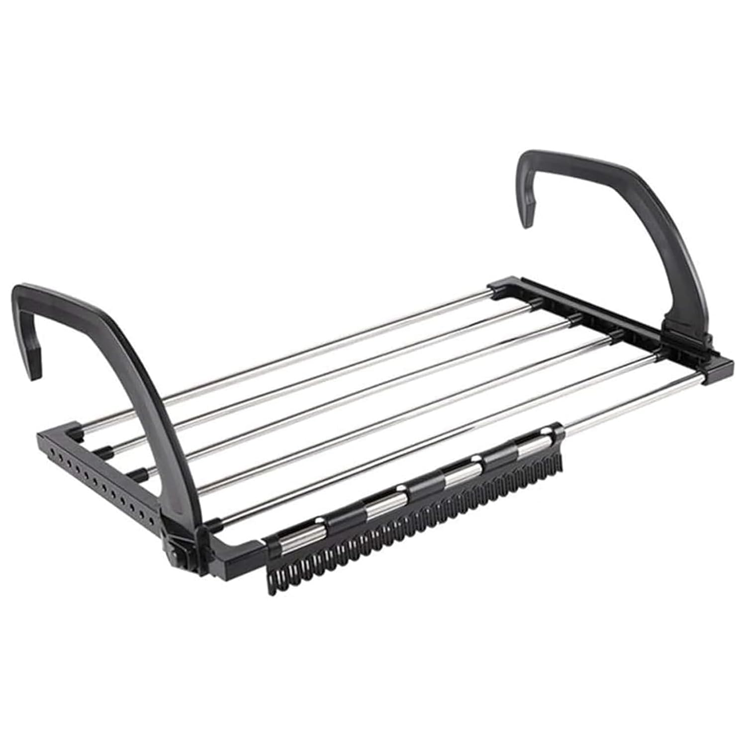 Folding Clothes Drying Hanger Rack, Adjustable Over Door and Window Drying Stand, Metal Laundry Rack for Balcony Guardrail and Windowsill, Multipurpose Clothes Drying and Storage Shelf-image-46