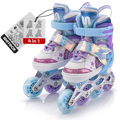 meteor verstellbare 4‑in‑1 Kinder Inline-Skates – Rollschuhe Inliner Schlittschuhe –...