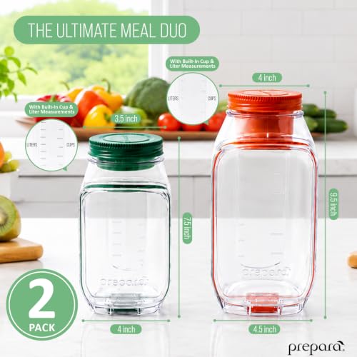 Image of Prepara Salad Pod & Harvest Pod Set | BPA-Free, Ideal for Salads & Grains, Holds 4.5 & 6 Cups, Includes 2.5 oz & 5.3 oz Dressing Capsule, Mess-Free & Leakproof