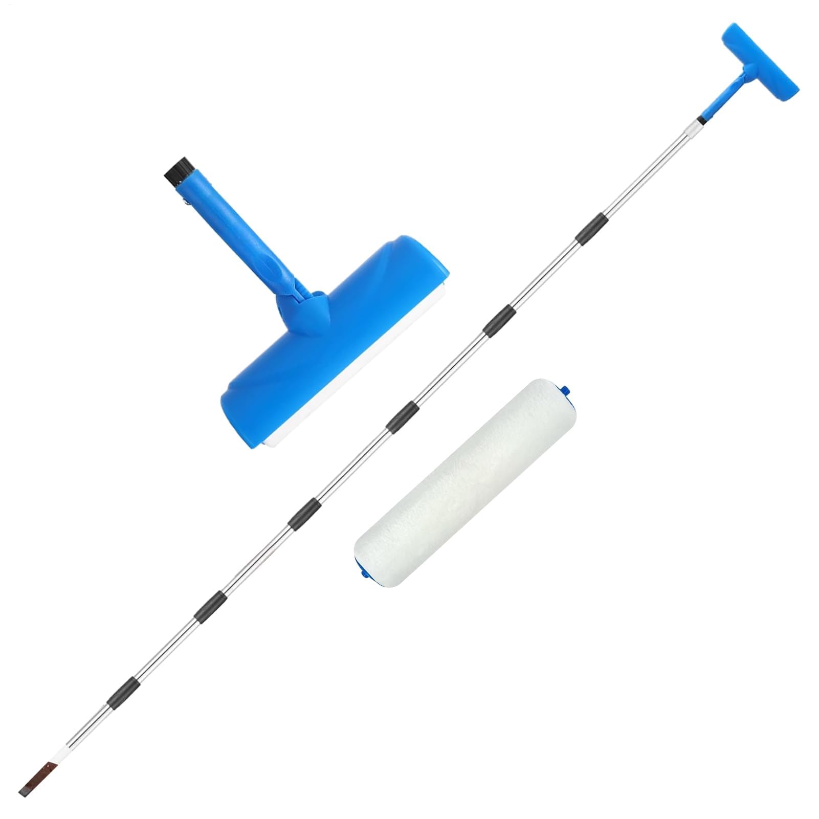 Teles Rodillo de pintura con soporte antigoteo, juego de pinceles de alto alcance para paredes, techos, hogar, baño, piel, interior, sala de estar, armario